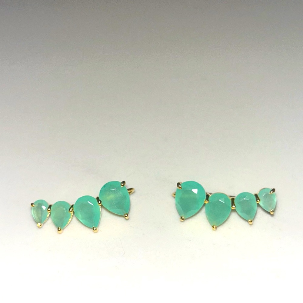 Aqua Ear Climbers - Earrings